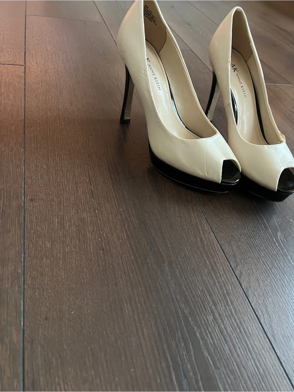 Anne Klein Cream Peep-Toe Platform Pumps